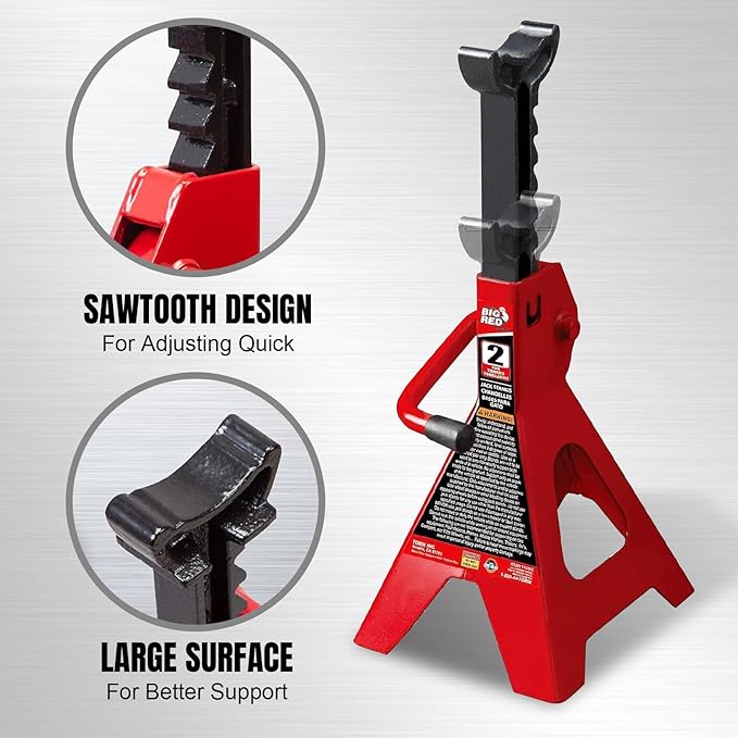 Big RED Torin Steel Jack Stands: 2 Ton (4,000 lb) Capacity, Red, 1 Pair