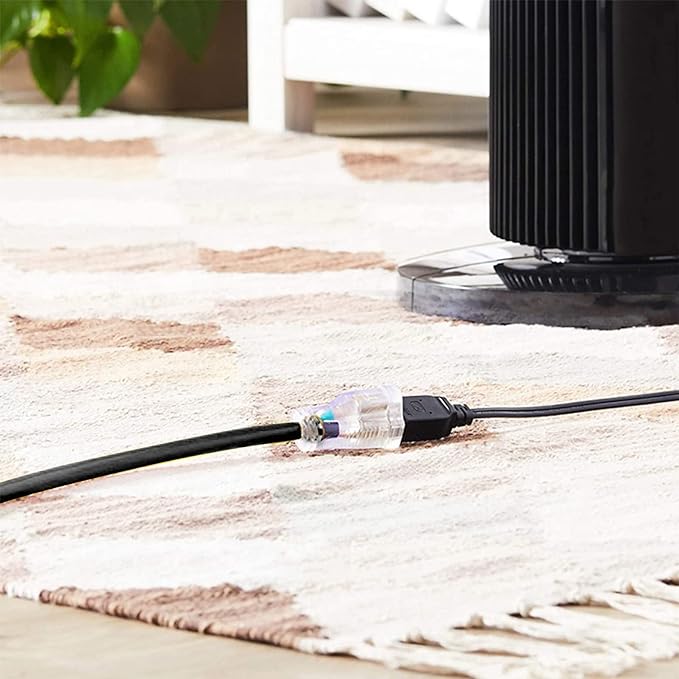 Indoor Outdoor Extension Cord Weatherproof with Lighted End, UL Listed, 12 Gauge 30FT Black 3 Prong Heavy Duty, 12/3 SJTW 15A Power Cord for Outdoor Lights, Lawn