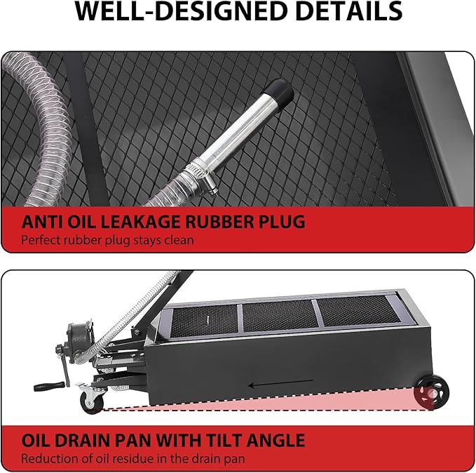 GarveeTech Oil Drain Pan, 20 Gallon Capacity, Rolling Oil Drain Pan with Electric Pump & 8 ft Hose, Leak-Proof & Corrosion-Resistant, Fit for Cars, SUVs, Trucks, Motorcycles, ATVs