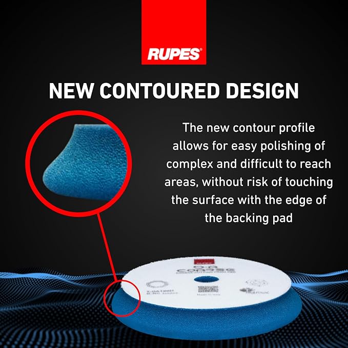 RUPES 9.DA150H Pack of 24 Blue D-A Coarse Cutting Foam Pads 150mm | Ideal for Paint Correction | Mild to Severe Defect Removal | Compatible with 5" Backing Plate