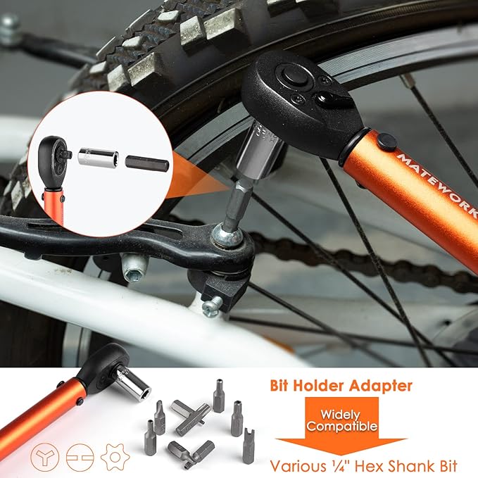 1/4 Inch Drive Click Torque Wrench, 27 PCS Bike Torque Wrench Set Double Scale (1-25Nm/8.9-221.3lb.in), 0.1Nm High Precision with Bit Sockets, 3/8 Adapter, Extension Bar, for Bicycle Maintenance