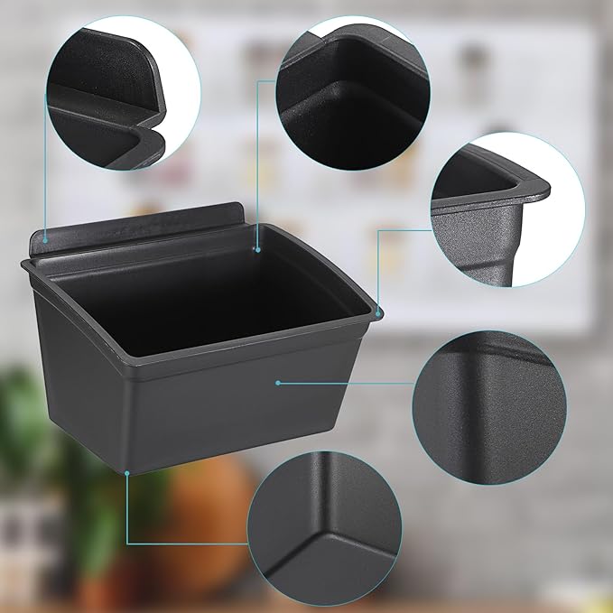 Sumnacon Slatwall Bins 6 Pcs Slatwall Organizer for Garage Plastic Slatwall Storage Bins for Storing Garage Accessories Multiple Stackable Slatwall Tool Organizer for Workshops,Retail Store,Black
