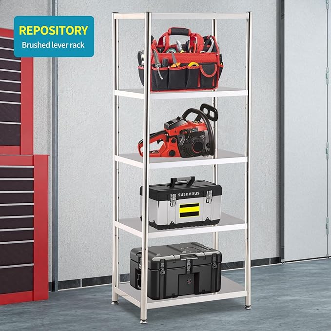 Susunnus Stainless Steel Shelves Heavy Duty Shelving Metal Shelving Units and Storage Kitchen Industrial Storage Rack (24.8in*15.8in-5T)