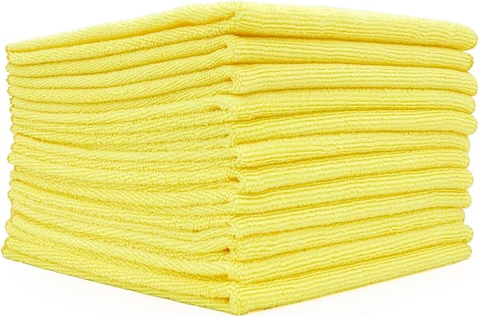The Rag Company - All-Purpose Microfiber Terry Cleaning Towels - Commercial Grade, Highly Absorbent, Lint-Free, Streak-Free, Kitchens, Bathrooms, Offices, 300gsm, 12in x 12in, Yellow (12-Pack)