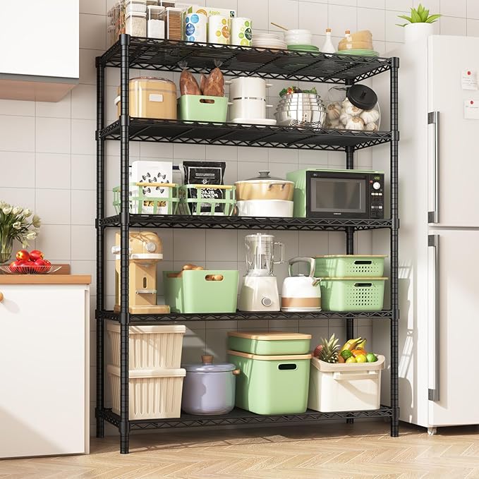 45" W x 20" D x 72" H Heavy Duty Wire Shelving Unit, 5-Tier Utility Storage Rack 2000 lbs Capacity, Adjustable Garage Shelves for Kitchen Garage Pantry, Easy Assembly