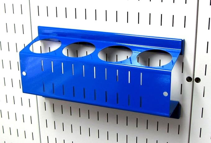 Wall Control Pegboard Spray Can Holder Bracket and Aerosol Can Organizer Pegboard and Slotted Tool Board - Blue (Pack of 6)