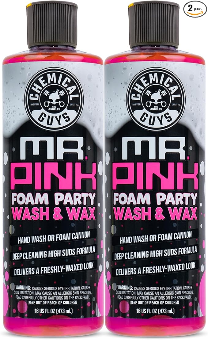 Chemical Guys CWS2211602 Mr. Pink Foam Party Wash & Wax (Works with Foam Cannons, or Bucket Washes) Safe for Cars, Trucks, SUVS, Motorcycles, RVs & More, (2-16 fl oz) Tangerine Scent
