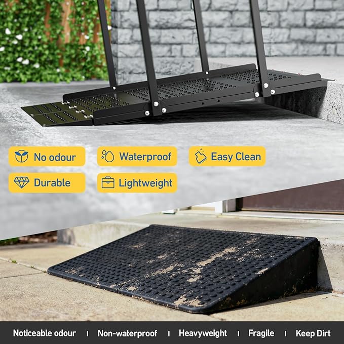 49.2" Folding Wheelchair Ramp with Handrails, 770LB Heavy Duty Portable Wheelchair Ramp for Steps, Adjustable Height 1"-7.28", Extra Wide Handicap Ramp for Home, Mobility Scooter & Doorway Access