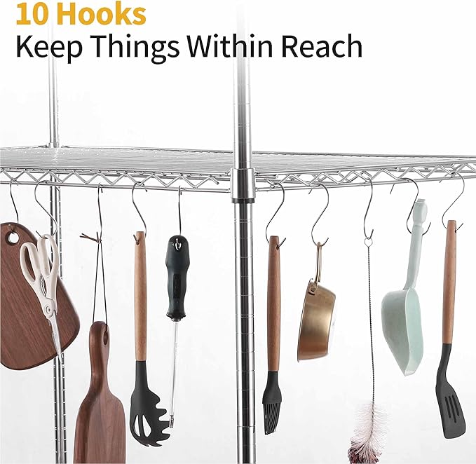 Rolling Shelves With Wheels Storage Rack With Wheels Wire Racks Rolling Wire Shelves on Wheels Stainless Steel Metal Shelving With Wheels for Garage Kitchen Pantry(48"L x 24"W x 76"H 4-Tier) (Chrome)