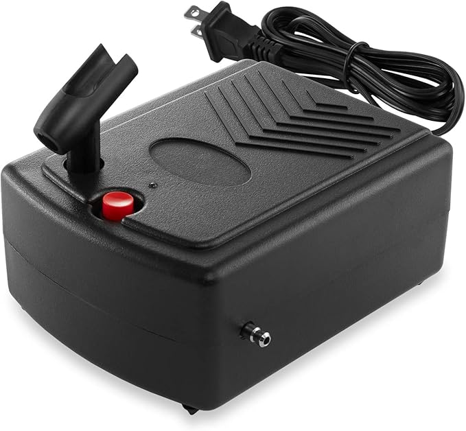 PointZero Mini Airbrush Compressor with Holder and 6 Ft. Hose - Quiet Portable Air Pump