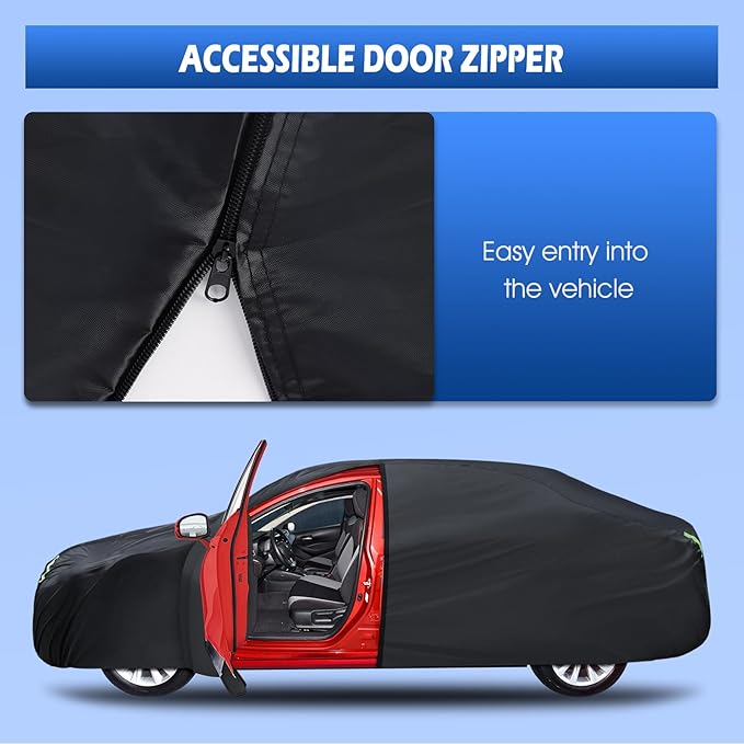 6 Layers Car Cover Custom Fit for 1998-2026 Porsche 911 (991/992/996/997 Series) Carrera 4S/Turbo/Carrera, Waterproof All Weather Rain Sun Protector with Door Zipper