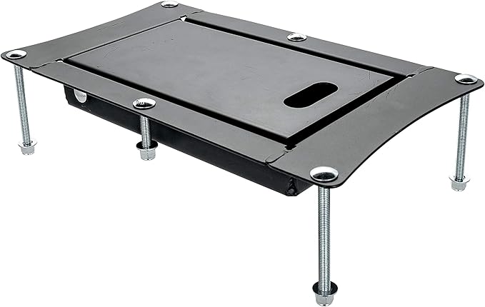 Camco Recessed Motorcycle Wheel Chock - Accommodates Most tire Sizes - Constructed of Powder-Coated Steel (66101)