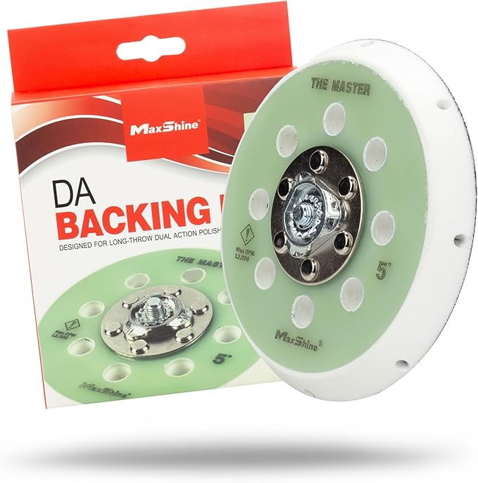 Maxshine 5" Universal Dual Action Backing Plate Pro Series – Hook & Loop, 5/16" Thread – Fits DA Polishers Up to 12,000 OPM – Sand, Buff, Polish & Finish – Auto Detailing Accessory