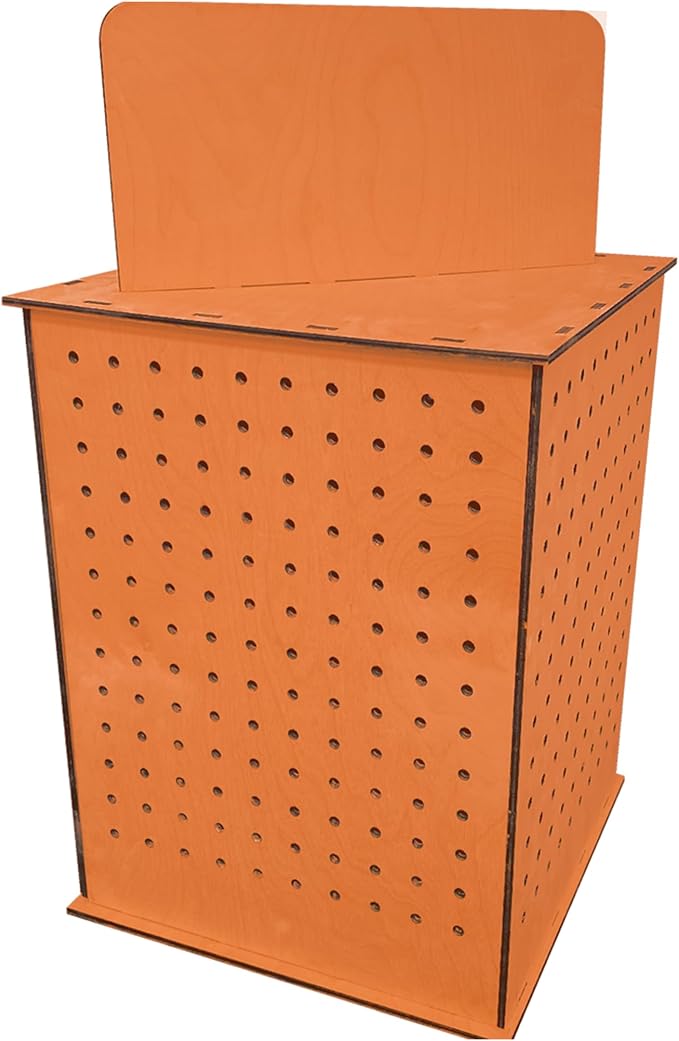 TORCHED DISPLAYS Rotating Display Stand | 22.5 x 16.76-inch | Rotating Organizer Wood Pegboard | Pegboard Display Stand for Craft Shows, Vendor Events, Jewelry, Accessories | Orange