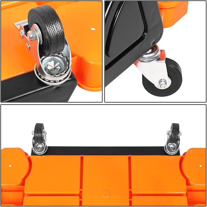 DNA Motoring TOOLS-00188 Mechanic Stool - 23" x 13.5" x 10.5" (L x H x W), Rolling Work Seat w/Lockable Swivel Wheels and Storage Tool Tray