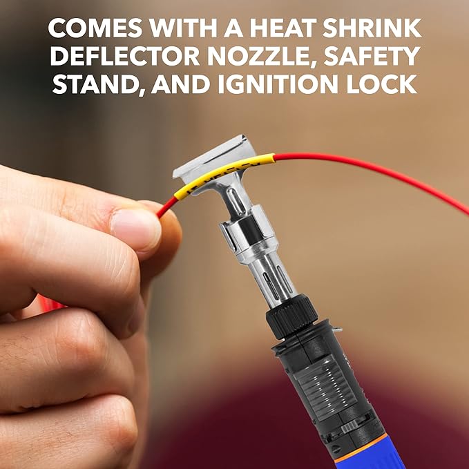 Solder-It Blue Ultra Therm Flameless Heat Gun (MJ-950) | Cordless Heat Gun with Wide Nozzle | Heavy Duty with 20 mL Butane Refill Tank | Mini Heat Gun for Crafts, Heat Shrink, and PVC Bending