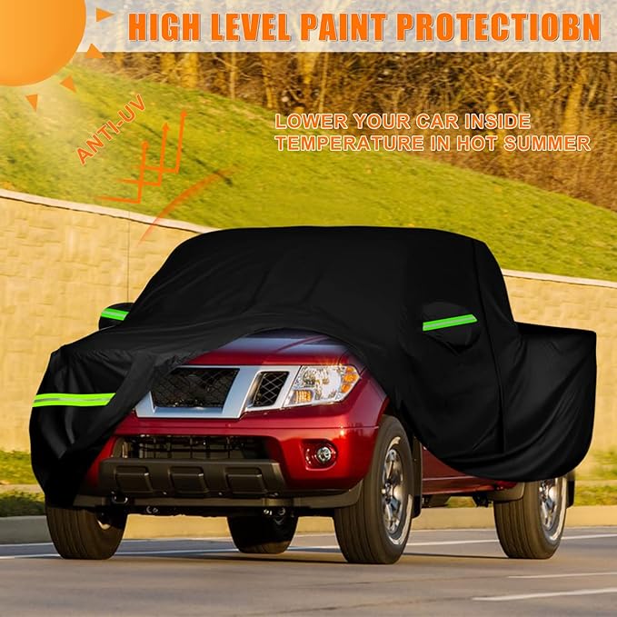 Waterproof Truck Cover Replace for Nissan Frontier CrewCab 6ft Bed, 6 Layers All Weather Truck Cover with Zipper Door & Windproof Bands for Snow Rain Dust Hail Protection (6ft Bed)