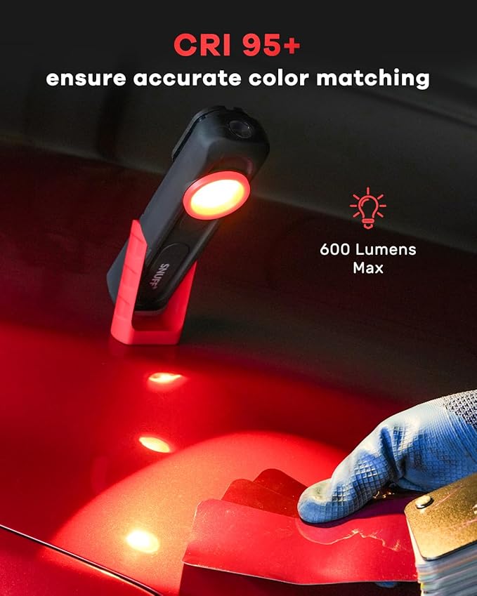 2 Pack Detailing Light Rechargeable, 600 Lumens Paint Inspection Light with Magnetic Base & Hook, CRI 95+, 2700/4500/6500K, Handheld Paint Correction Swirl Finder Light for Detailing & Color Matching
