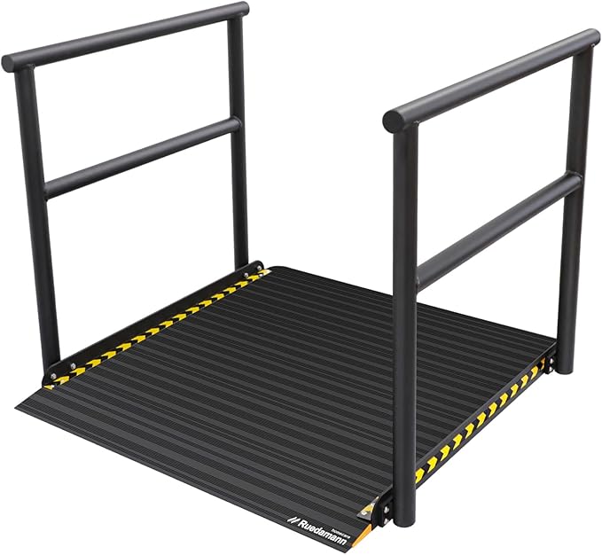 Ruedamann 3'L x 36" W Wheelchair Ramp with Handrails, Aluminum Wheelchair Ramps for Steps, Portable Wheelchair Ramps for Home Steps,Non-Slip Handicap Ramps for Stairs, Doorways, Walkers, Black