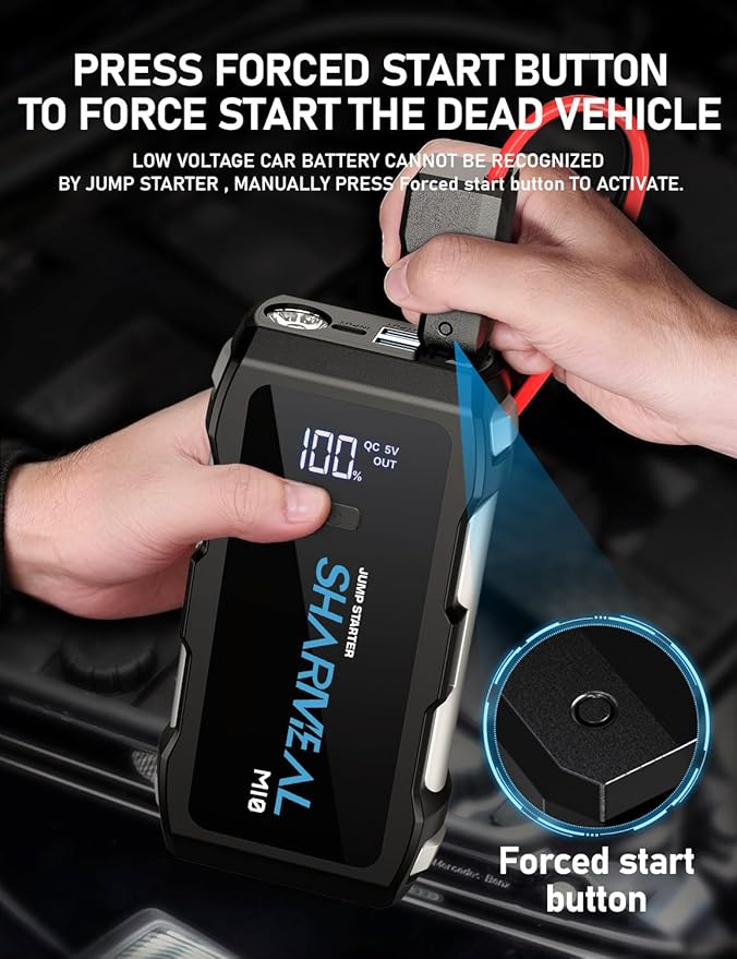 Jump Starter 5000A, 12V Car Battery Jump Starter with USB Quick Charge (Up to 10.0L Gas or 9.0L Diesel Engine), Battery Booster with 3 Modes Flashlight and Jumper Cable