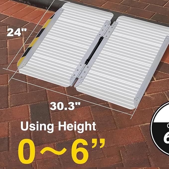 Ruedamann 2 Feet Portable Wheelchair Ramp for Doorways, Non-Slip Aluminum Wheelchair Ramp, Folding Ramp for Home Steps, Threshold Ramp for Wheelchairs, Scooters, Steps, Stairs, Walkers, Pets