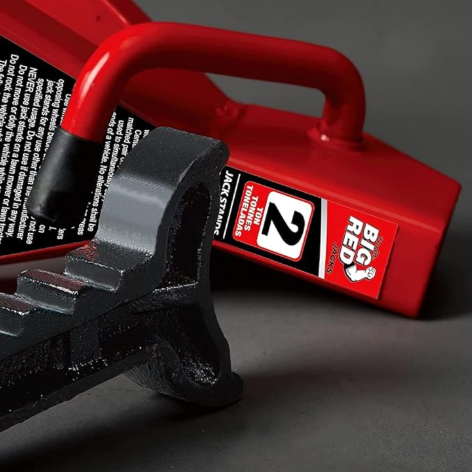 Big RED AT42002R Torin Steel Car Jack Stands: 2 Ton (4,000 lb) Capacity, Red, 1 Pair