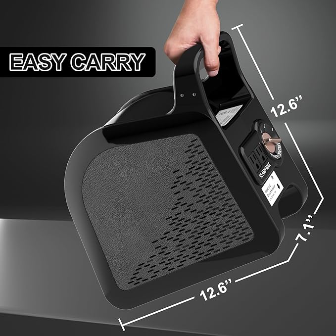 High Velocity Blower Fan - Floor Drying Fan for Cooling and Ventilating, 355 CFM Air Mover Floor Dryer, Fans for Garage, Shop, Patios, 3 Speeds Portable Utility Blower 2 AC Outlets Black