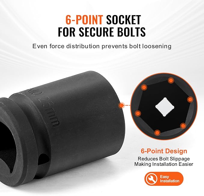 VEVOR Axle Nut Impact Socket Set - 3/4" Drive 6-Point 8-Piece Metric Spindle Nut Socket CR-MO Heat Treated Large Socket Set with Storage Case for Auto Repair, Removing or Installing Axle Nuts