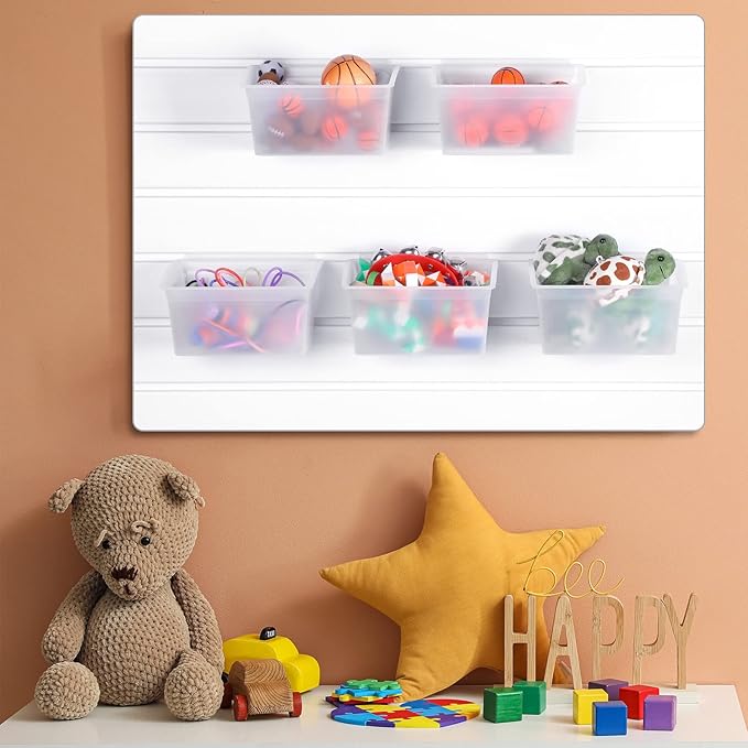 Unittype 12 Pcs Storage Bin Plastic Slatwall Bins for Slatwall Organizer Containers Garage Accessories(Transparent)