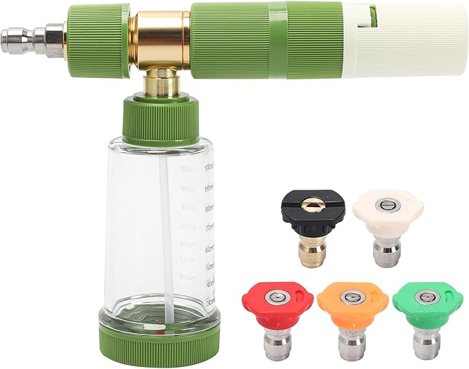 Foam Cannon Pro for Pressure Washer with 5 Nozzle Tips, Adjustable Soap Foam Sprayer with 1/4" Quick Connector for Car Wash