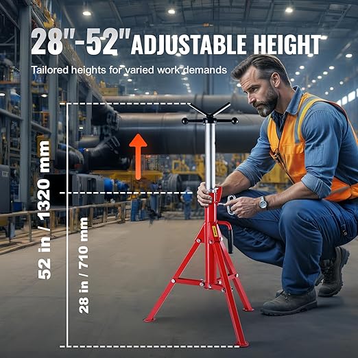 Pipe Jack Stand Robust Steel Heavy-Duty Construction | Adjustable Height Range | Folding & Portable Design | Secure Stability | Versatile Applications