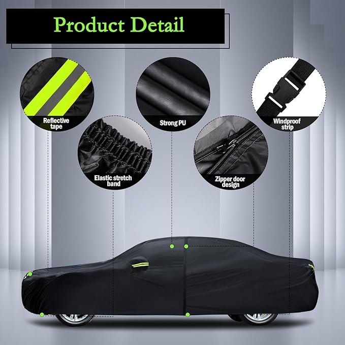 Car Cover Custom Fit for Dodge Charger 2006-2026, Waterproof All Weather Full Exterior Cover Rain Sun Hail Protector Car Cover with Door Zipper
