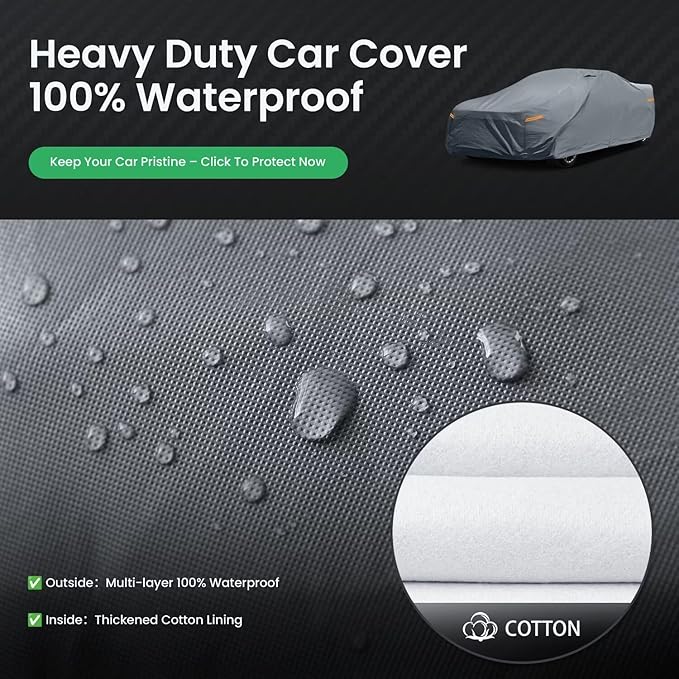 2026 Upgrade Car Cover for Coupe Sports Sedan Waterproof All Weather, Universal Fit Audi TT, BMW Z4, Porsche 718 Boxster Cayman, Nissan Versa/240SX, Subaru BRZ, Mazda RX-8, Toyota Supra etc.