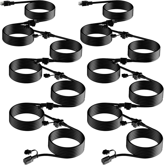 K KASONIC - Outdoor Extension Cord 100 FT, Evenly Spaced 12 Outlets Plugs, 16/3 SJTW Weatherproof Multiple Outlets Wire for Landscaping Light, Holiday Decoration and Christmas, ETL Listed, Black
