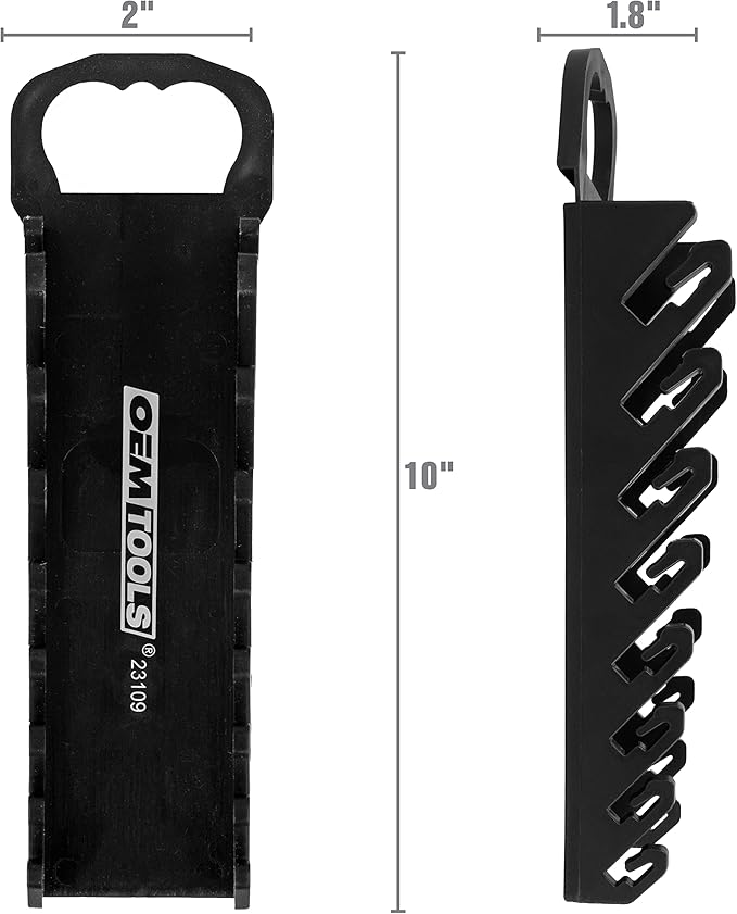 OEMTOOLS 23109 Stubby Wrench Organizer, For Shop, Garage, Or Tool Box, Organizers And Storage for Convenient Carrying, Case For Wrenches or Pegboard Tool Holder, 10 Inches, Black