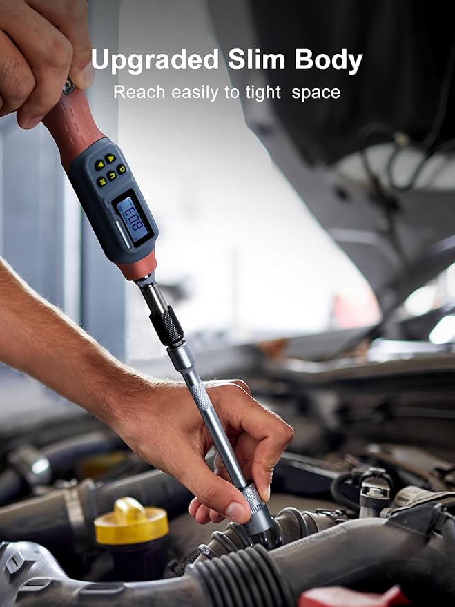 GROWNEER Digital Torque Screwdriver, 2.66-53.1 In-lbs/0.3-6 Nm, 1/4'' Drive Inch Pound Torque Screwdriver Electrician with Buzzer & LED Indicator, 27 In 1 Torque Wrench Screwdriver Set, Orange