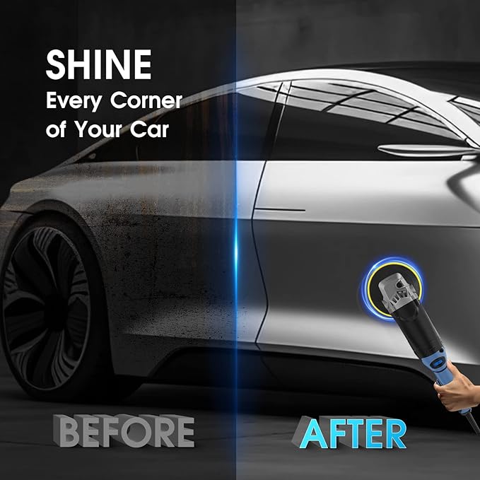 Buffer Polisher, Rotary Buffer 1200W, Car Buffing Kit with Speed 1600-3500RPM, 6inch/7inch Backing Plate, Buffer Polisher for Car Detailing