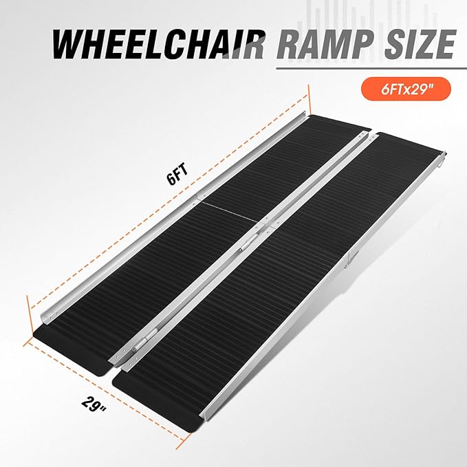 DNA Motoring 6FT Portable Non-Slip Wheelchair ramp, 600lbs Capacity Aluminium Versatile Loading Ramp, Non-Skid Ramps Telescopic Ramps for Home, Steps, Stairs, TOOLS-00615