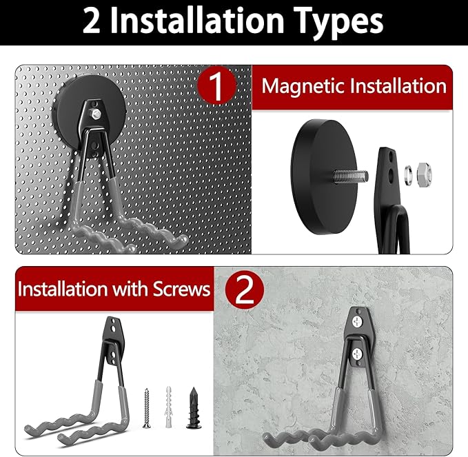 3-H Hook Magnets Heavy Duty 4 Pack,J Shape Strong Magnetic Hooks for Hanging Cordless Power Drill,Utility Magnetic Tool Holder for Metal Cabinet,Steel Pegboard,Workshop,Toolbox,Garage(Black)