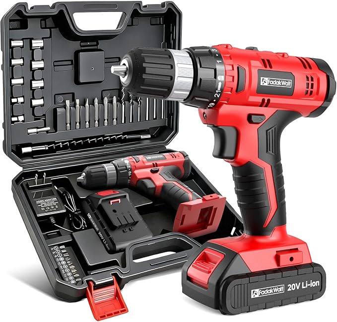 FADAKWALT Cordless Drill Set Red-7420