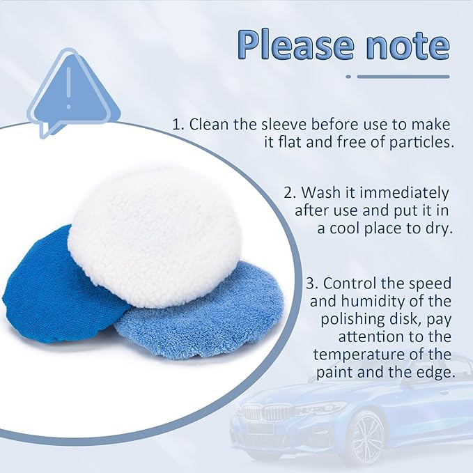 THINKWORK 20 Pcs Car Polishing Pad, Buffing Pad for 10 Inch Car Polisher, Microfiber Wax Applicator Pad for Car, Microfiber, Wool, Coral Fleece, Nonwoven Fabric