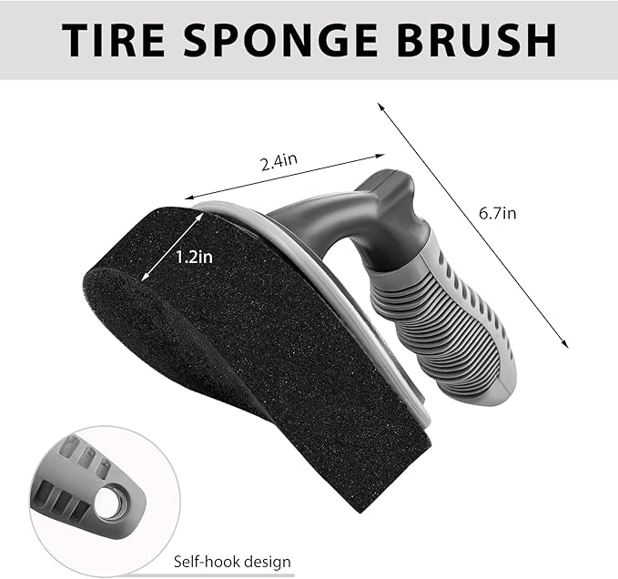 Car Tire Shine Applicator, High-Density Sponge Tyre Dressing Applicator Pad with Curved Handle, Reusable Wheel Polishing Brush Auto Detailing Foam for Applying Tire Shine