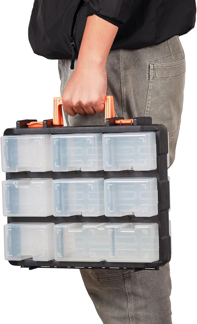 Mayouko 16 Compartments Detachable Toolbox Organizer,Hardware Organizer Box with Removable Sections,Carrying Storage Case for Patts,Screws,Bolts,Nuts,Toys