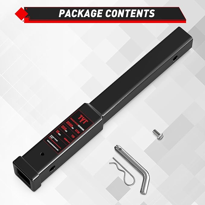 TYT Trailer Hitch Extension 18" inch, Trailer Extender for 2-inch Receiver with 5/8" Advanced Hitch Pin, 3500 lbs GTW / 350 lbs TW