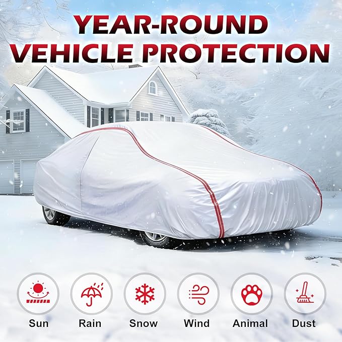 Coupe Car Cover Waterproof, 6 Layers Heavy Duty Material Universal Fit for Mazda RX-8, Porsche 718 Boxster/Cayman, 911 Carrera/Turbo, Chevrolet Chevy C4 C5 C6 C7