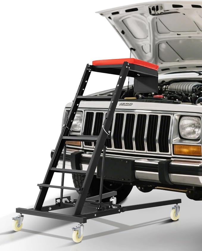 VEVOR Automotive Topside Creeper, 400 LBS Capacity High Creeper with 48" to 76" Adjustable Height, 4 Swivel Caster Wheels, Heavy Duty Automotive Engine Creeper, Ideal for Auto Repair and Maintenance