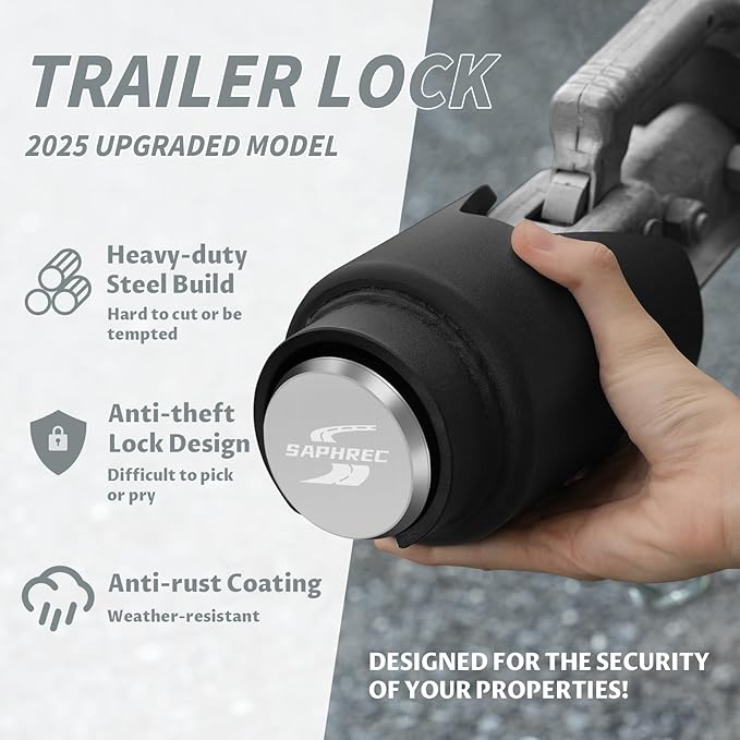 Upgraded Trailer Lock, Fits 2 Inch Coupler Heavy Duty Anti-Theft Trailer Hitch Lock, Accessories for RV/Boat/Trailer Model 2025