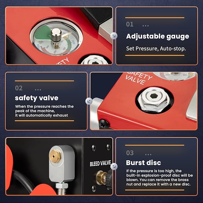 GX PUMP GX-E-CS3-I Portable PCP Air Compressor, Built-in Home Converter, Auto-Stop, Oil-Free, Built-in Water-Oil Separator Filter, Powered by 12V DC or Home 110V AC, 4500Psi/30Mpa