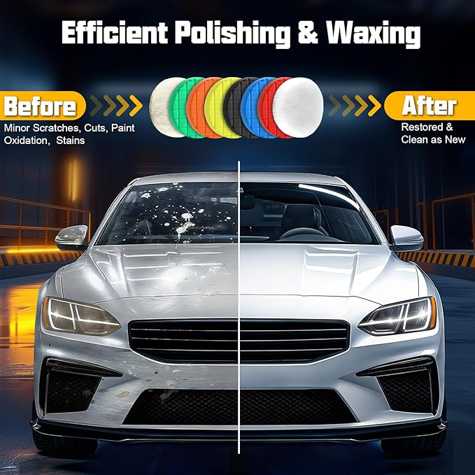 8 Pcs Buffing Polishing Pad, 5.5 Inch Buffing Pads, Compound Buffing Sponge Pads & Woolen Pads Cutting Polishing Pad Kit for Car Buffer Polisher