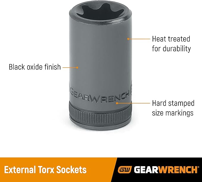 GEARWRENCH 13 Pc. 1/4", 3/8" & 1/2" Drive External Torx Socket Set - 80583